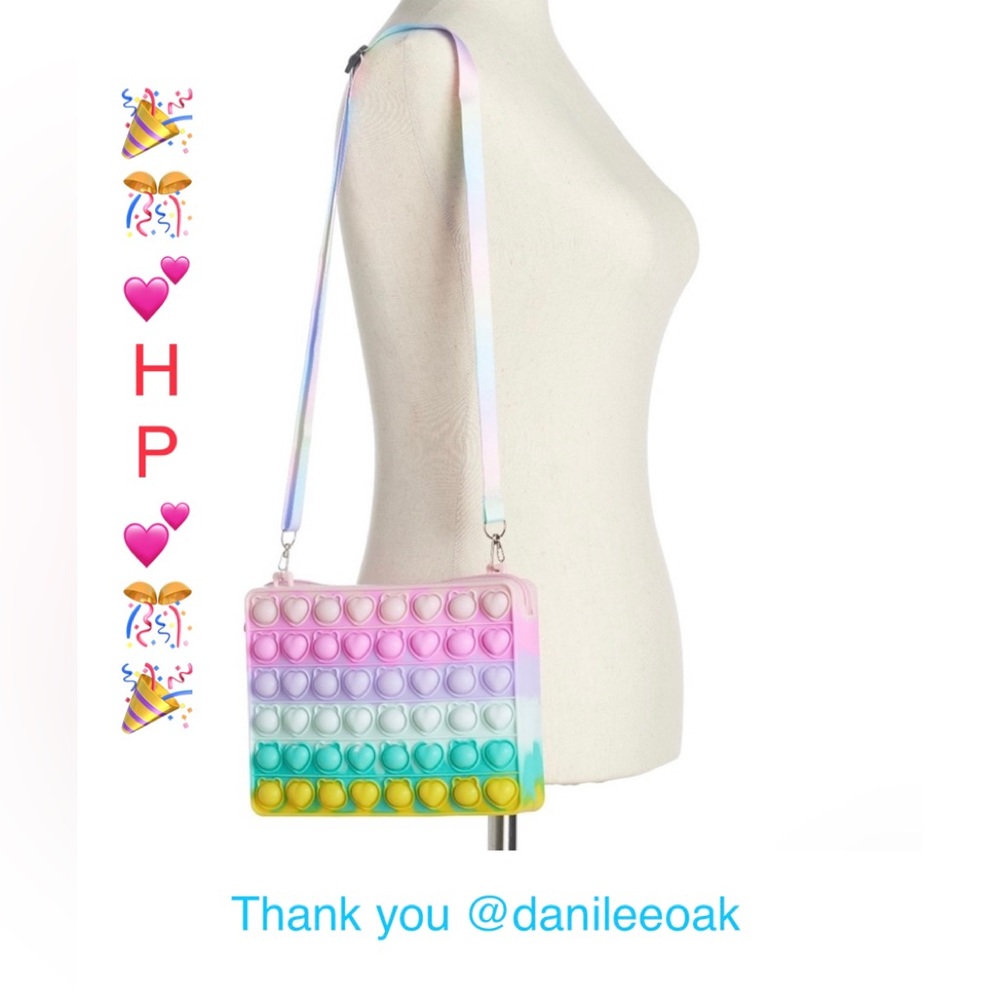 🎉💕HP💕🎉🎊🆕 Rainbow Square Pop Fidget Crossbody  Bag for Girls